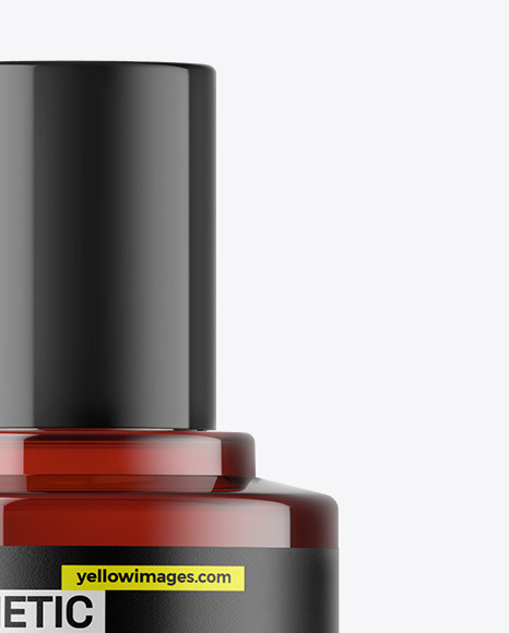 Dark Amber Glass Cosmetic Bottle Mockup