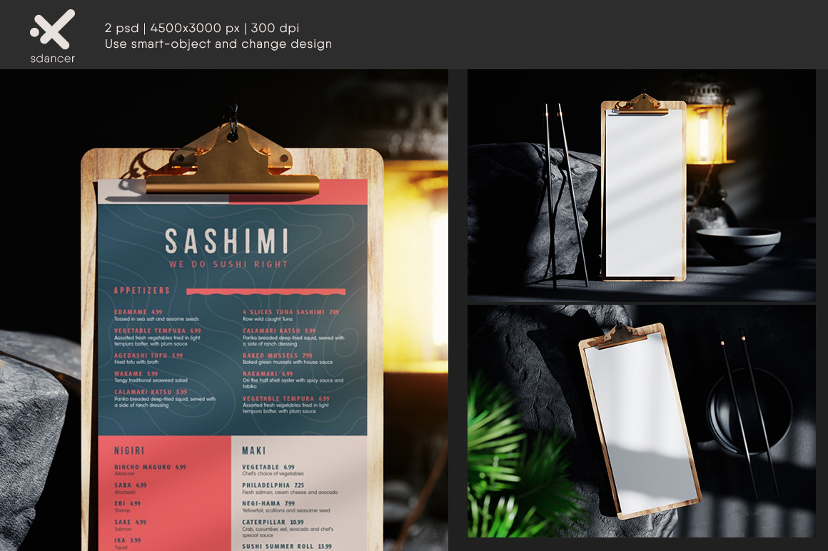 Wooden Menu Holder with Clip Mockup Wooden Menu Holder with Clip Mockup