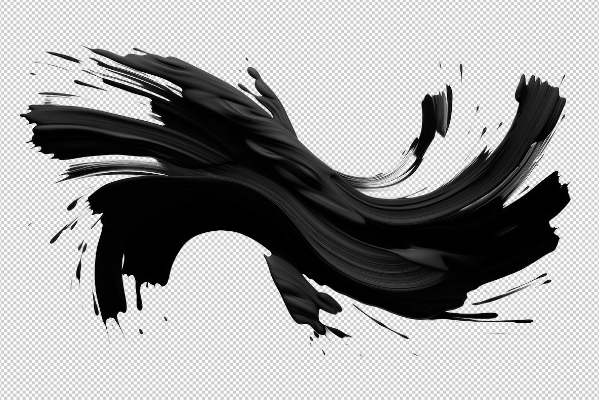 Black Paint brush strokes. PNG set