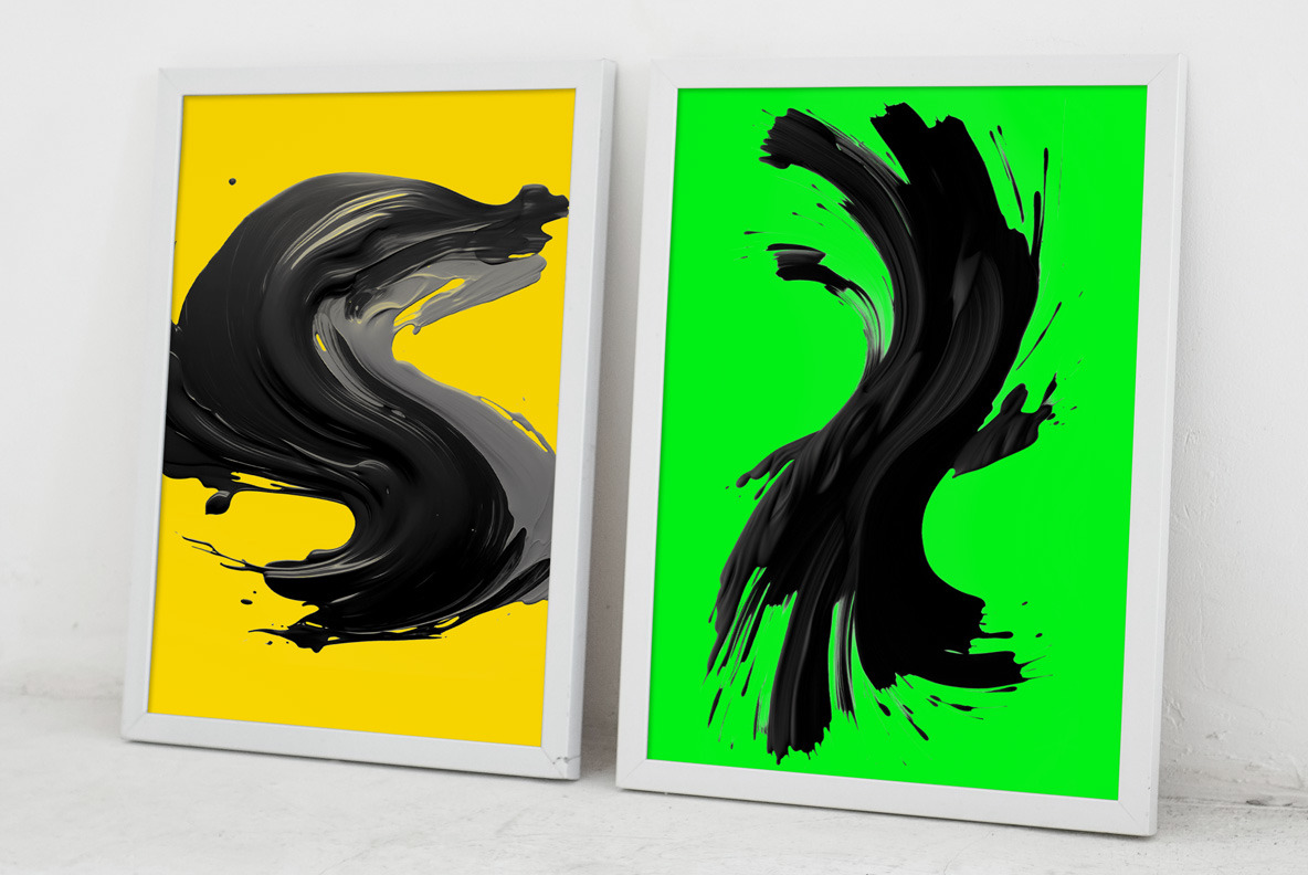 Black Paint brush strokes. PNG set