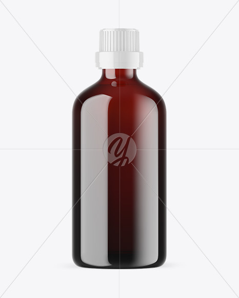 Dark Amber Glass Essential Oil Bottle Mockup