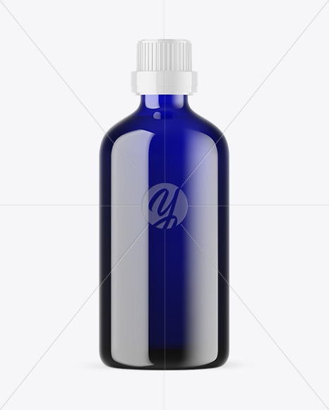 Blue Glass Essential Oil Bottle Mockup