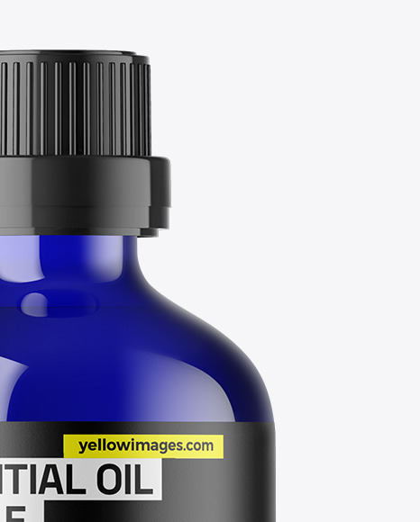 Blue Glass Essential Oil Bottle Mockup