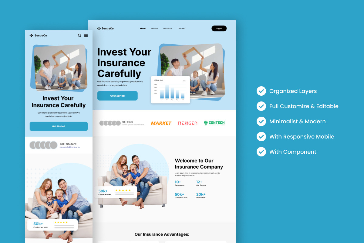 SentraCo - Insurance Agency Landing Page