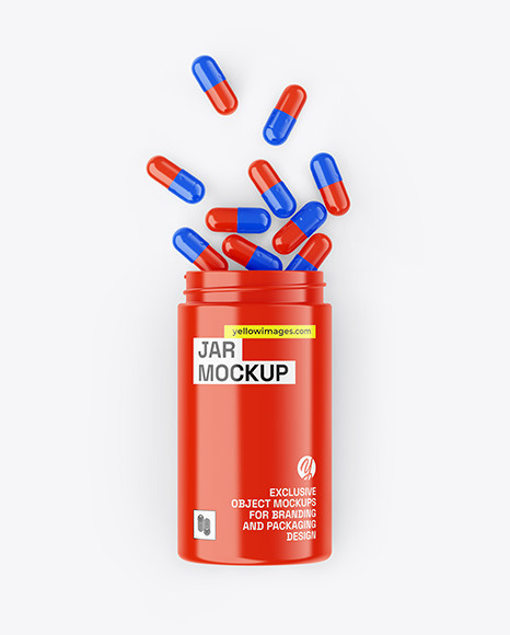 Glossy Jar W/ Pills Mockup