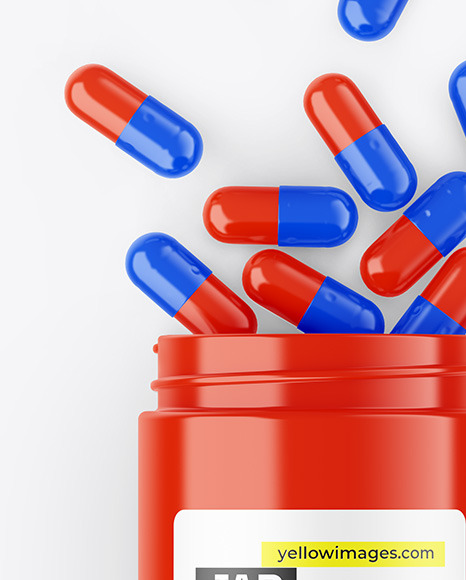 Glossy Jar W/ Pills Mockup