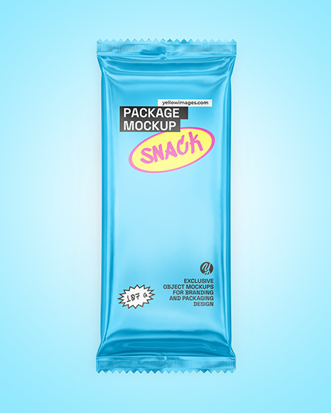 Glossy Metallic Snack Package Mockup