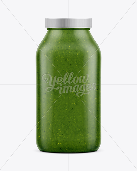 Clear Plastic Jar W/ Pesto Sauce Mockup