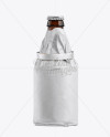 33cl Steinie Beer Bottle Wrapped in White Paper with Ribbon Mockup