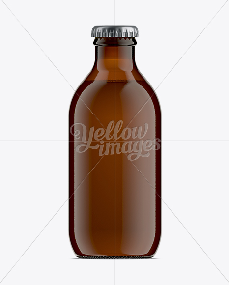 25cl Stubby Amber Glass Bottle Mockup