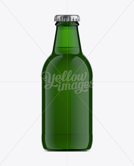 25cl Stubby Green Glass Bottle For Beer Mock-up