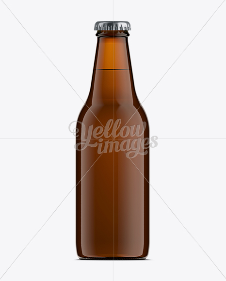 330ml Vishy Amber Glass Beer Bottle Mockup