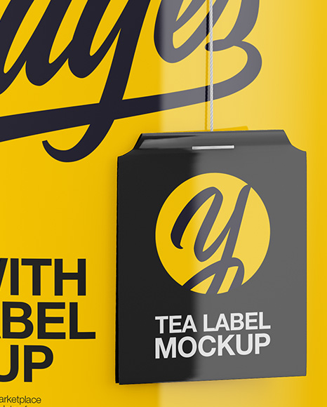 Glossy Mug With Tea Label Mockup - Front View