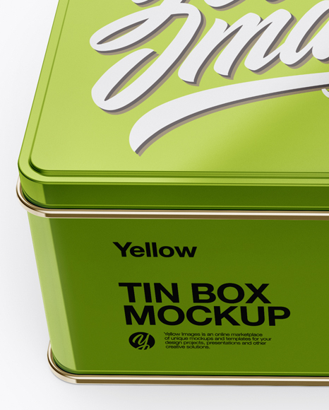 Metallic Tin Box Mockup (High-Angle Shot)