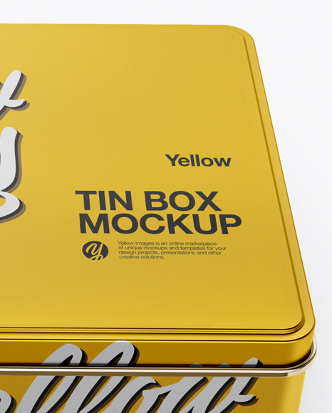 Matte Metallic Tin Box Mockup (High-Angle Shot)