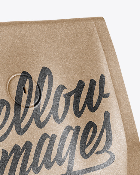 Kraft Coffee Bag With Valve Mockup - Half Side View