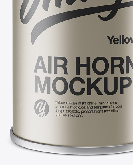 Portable Air Horn Metallic Can Mockup - Half Side View