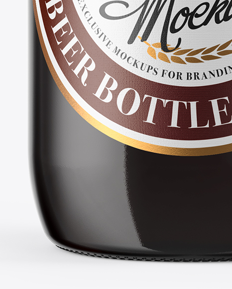 330ml Dark Amber Beer Bottle Mockup