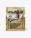 Metallic Coffee Bag With Valve Mockup - Front View