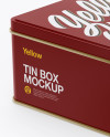 Glossy Tin Box Mockup - Half Side View (High-Angle Shot)