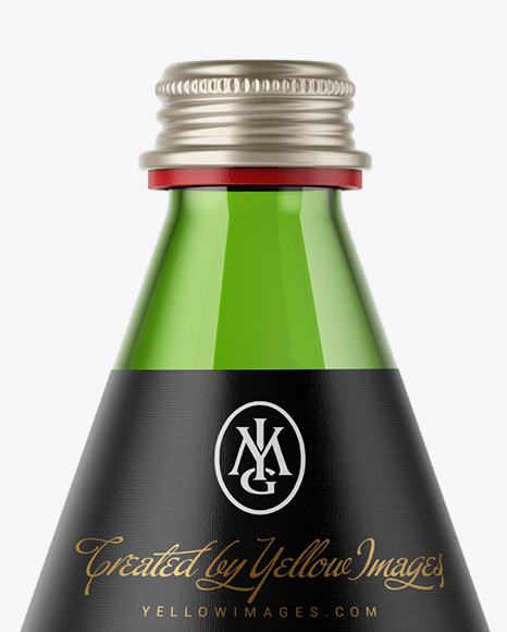 Green Glass Bottle with Dark Drink Mockup