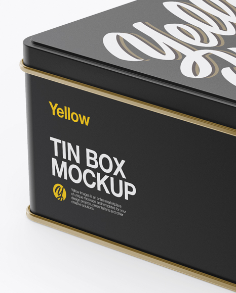 Matte Tin Box Mockup - Half Side View (High-Angle Shot)