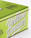 Metallic Tin Box Mockup - Half Side View (High-Angle Shot)