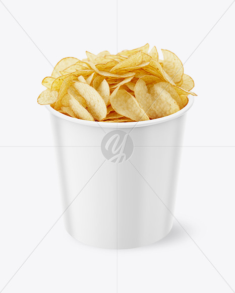 Paper Cup With Chips Mockup