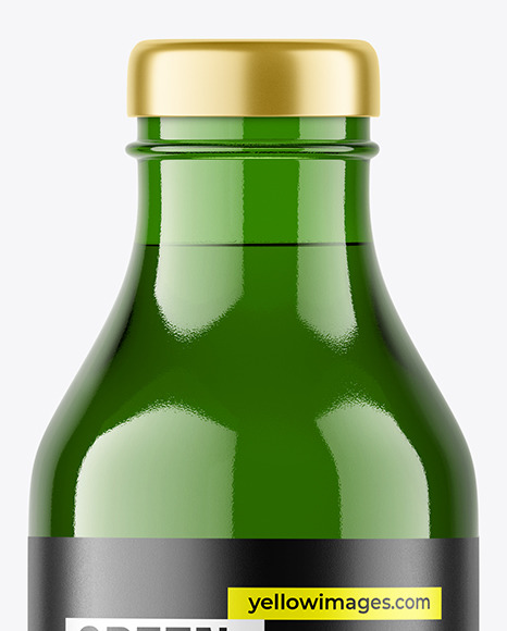 Green Glass Drink Bottle Mockup