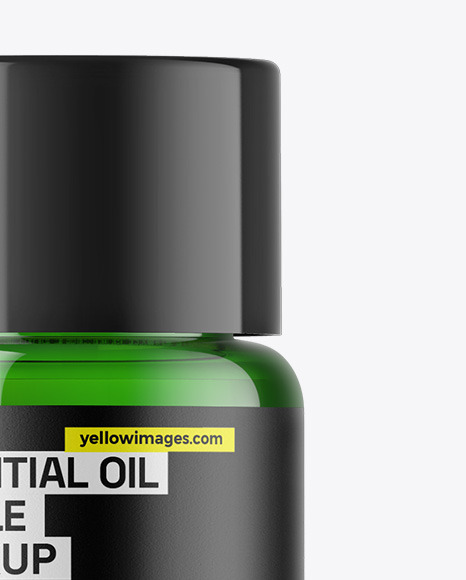 Green Glass Essential Oil Bottle Mockup