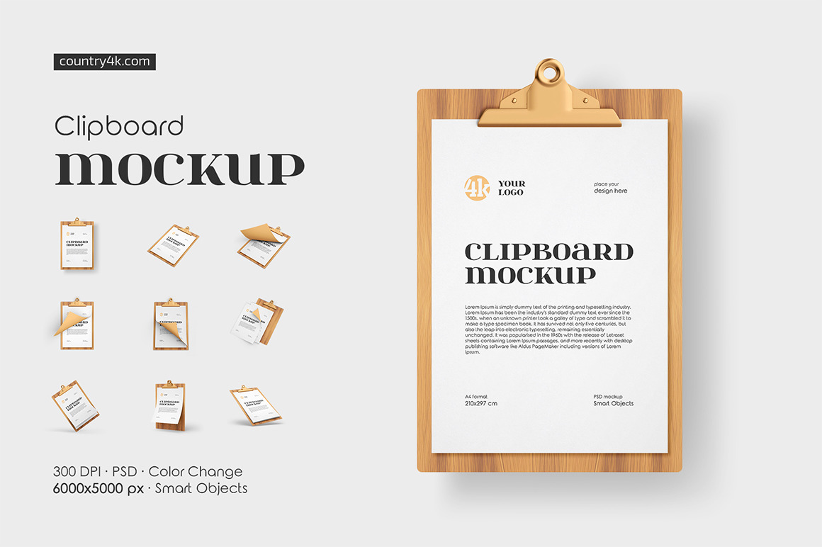 A4 Clipboard Mockup Set A4 Clipboard Mockup Set
