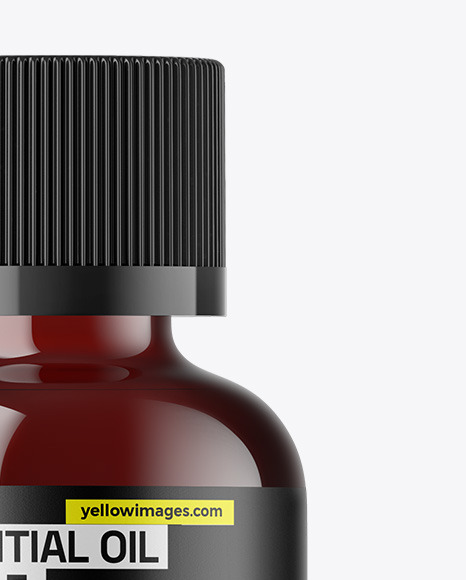 Dark Amber Glass Essential Oil Bottle Mockup