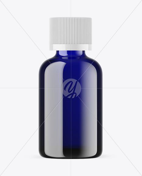 Blue Glass Essential Oil Bottle Mockup