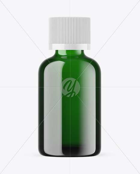 Green Glass Essential Oil Bottle Mockup