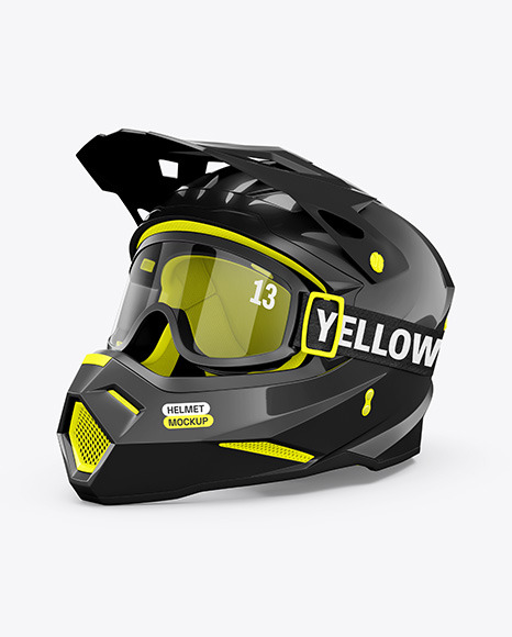 Motocross Helmet Mockup - Half Side View