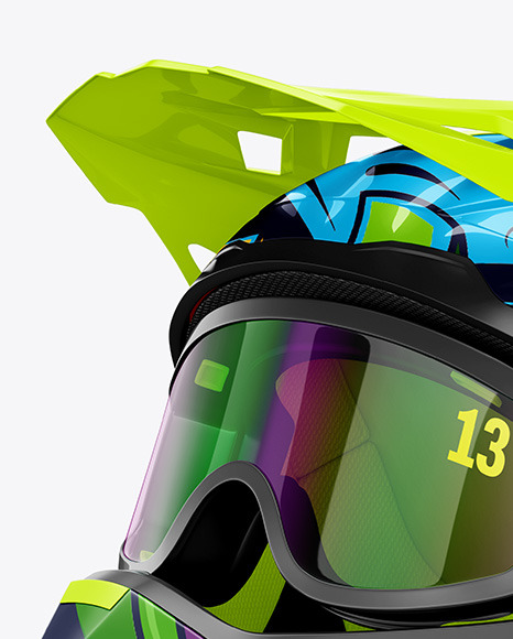 Motocross Helmet Mockup - Half Side View