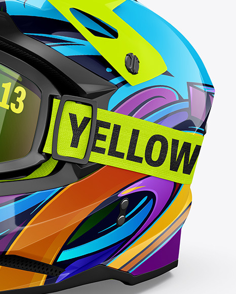 Motocross Helmet Mockup - Half Side View