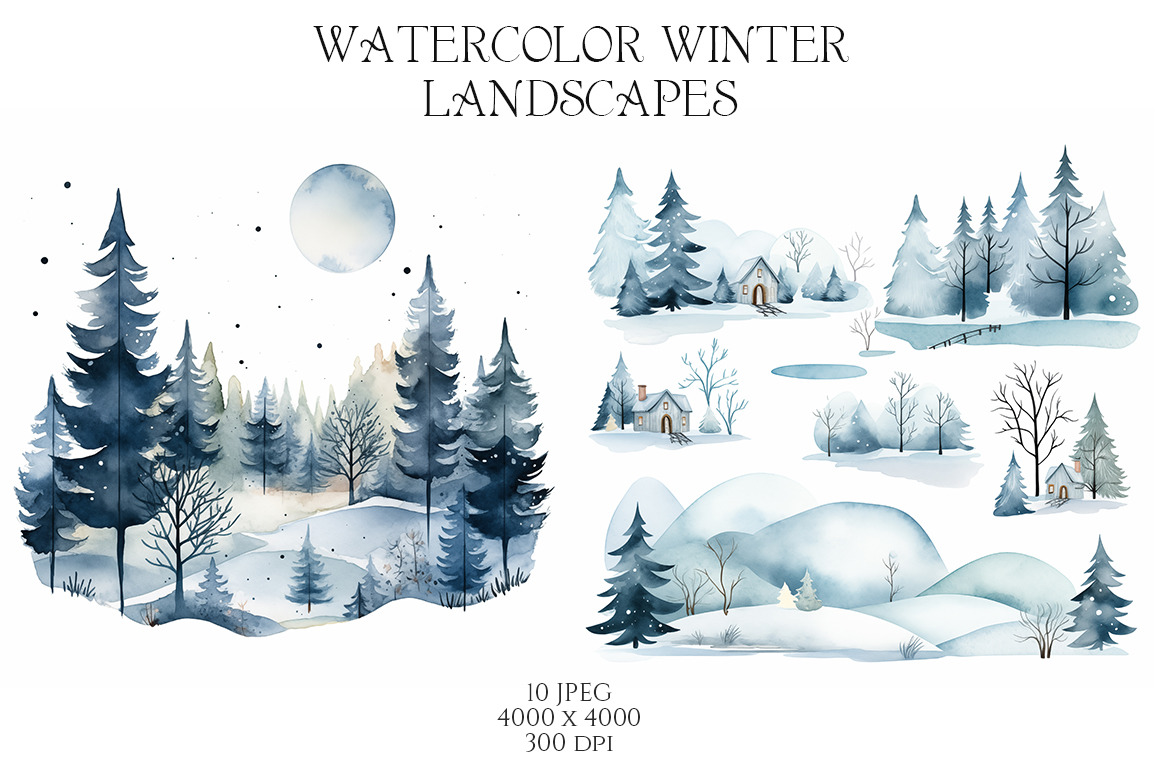 Watercolor Winter Landscapes Vol.1