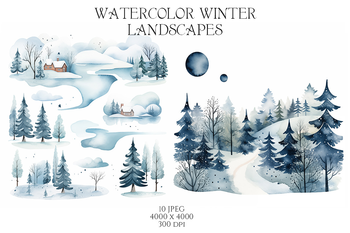 Watercolor Winter Landscapes Vol.1