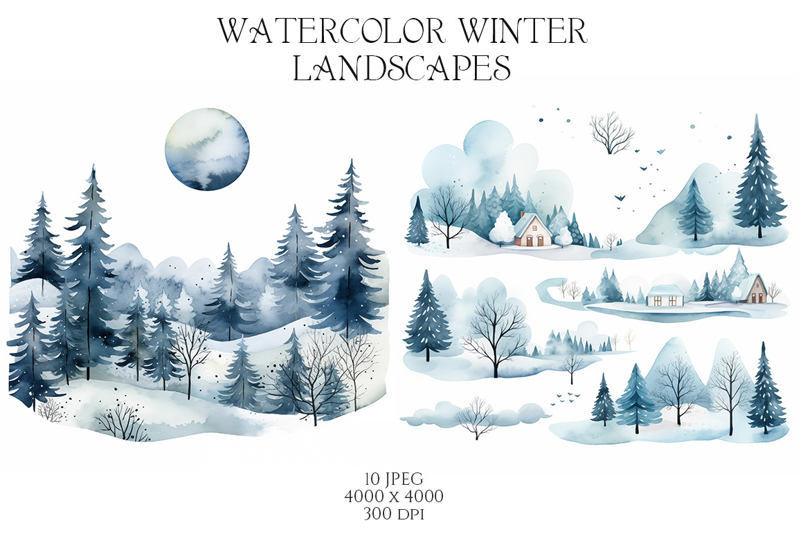 Watercolor Winter Landscapes Vol.1