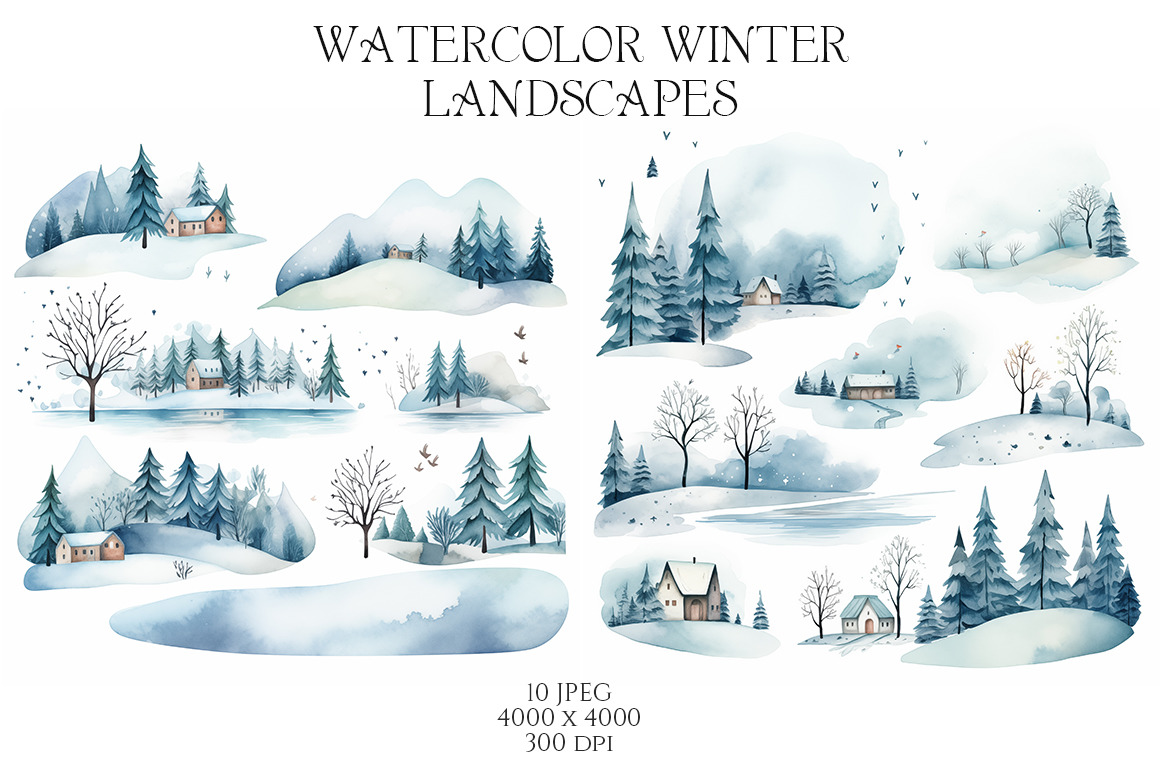 Watercolor Winter Landscapes Vol.1