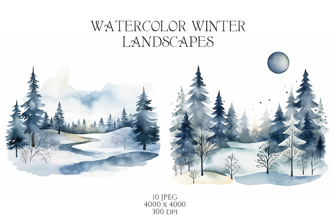 Watercolor Winter Landscapes Vol.1