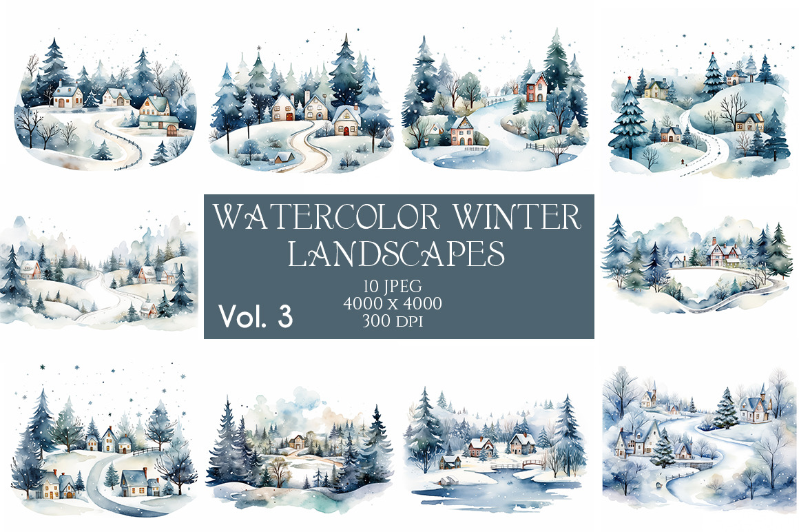 Watercolor Winter Landscapes Vol.3