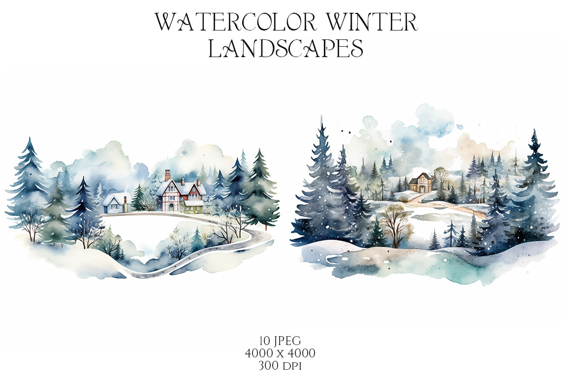 Watercolor Winter Landscapes Vol.3