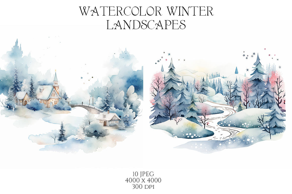 Watercolor Winter Landscapes Vol.4