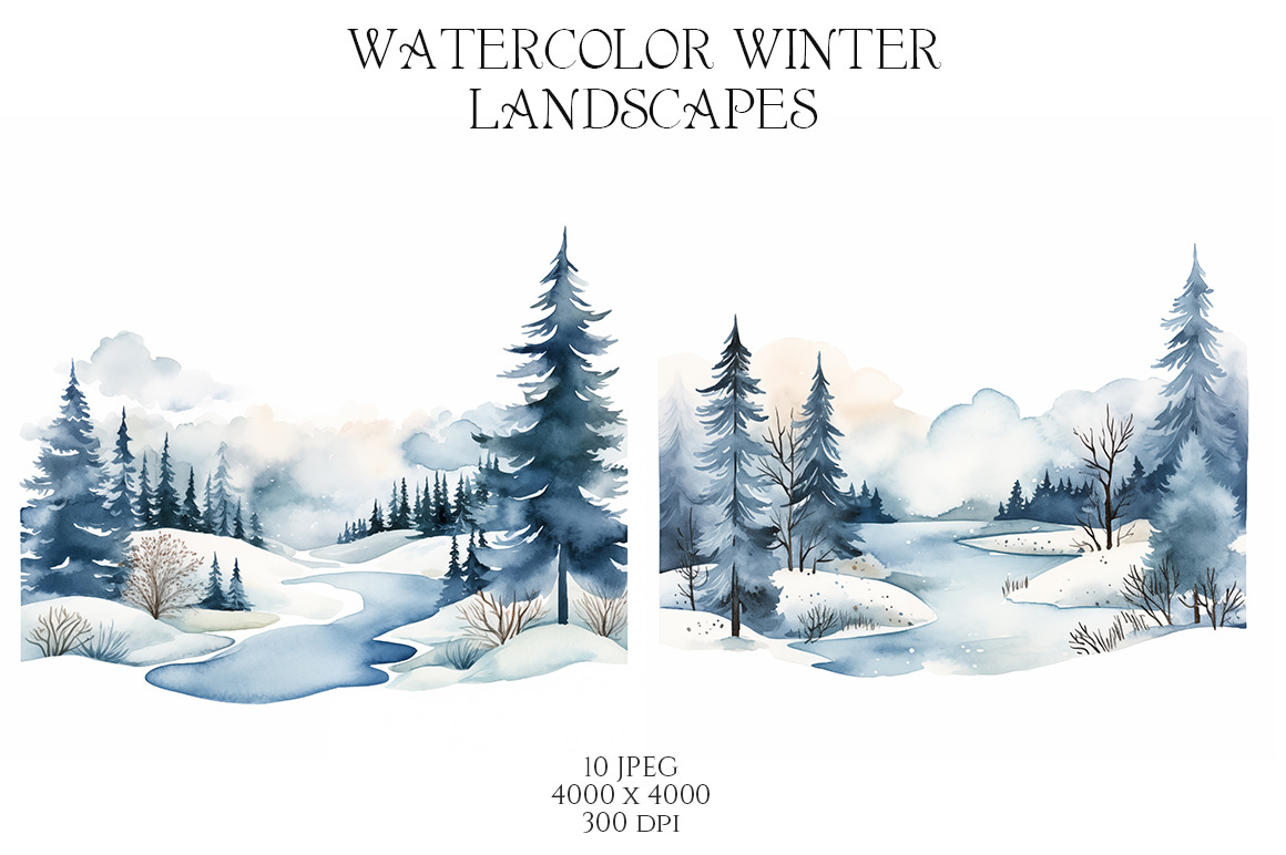 Watercolor Winter Landscapes Vol.4