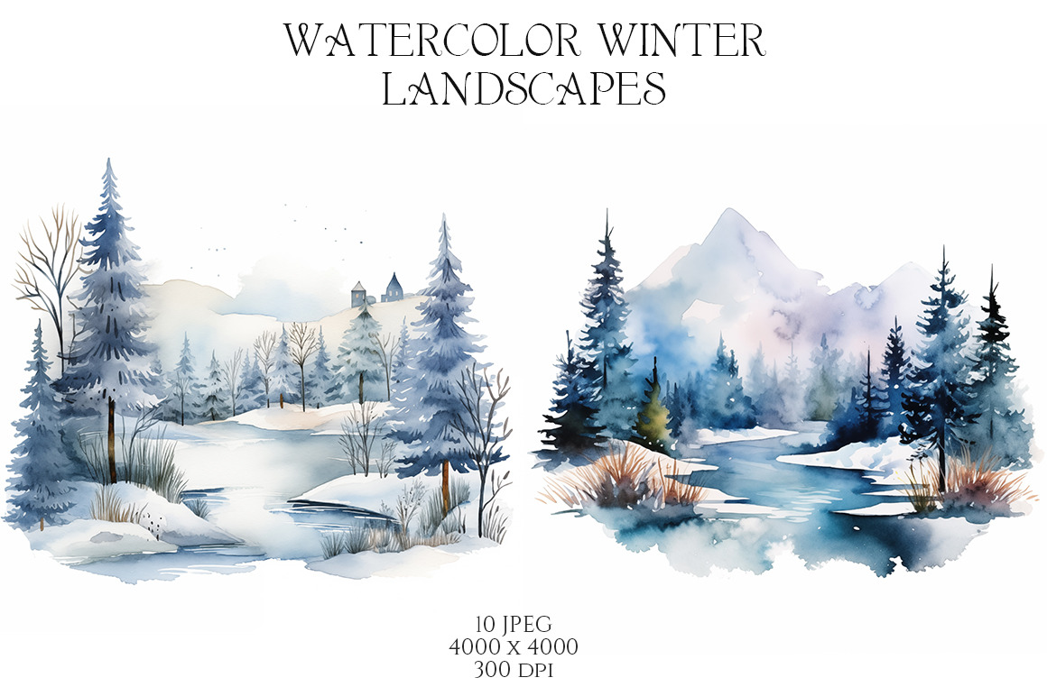 Watercolor Winter Landscapes Vol.4