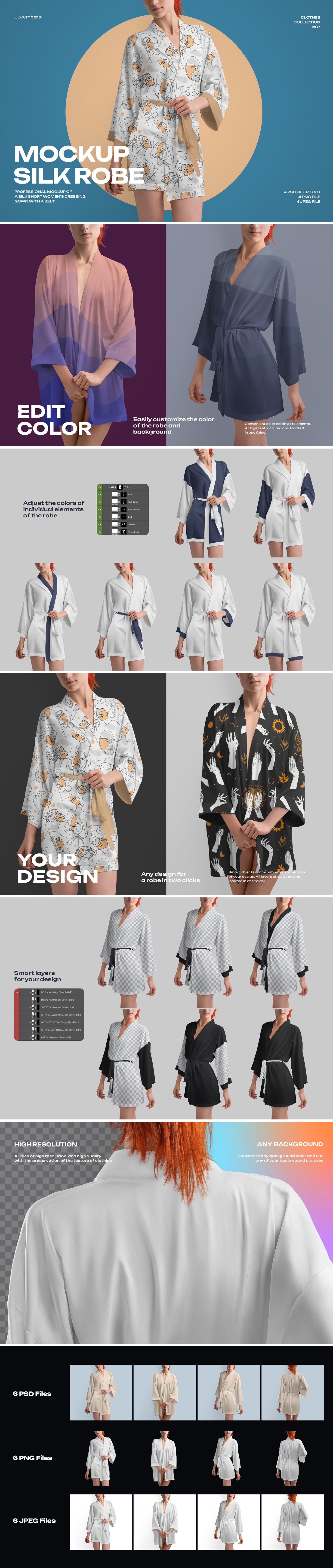 4 Mockups of a Silk Robe 4 Mockups of a Silk Robe
