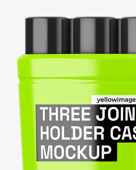 Glossy Three Joint Holder Case Mockup