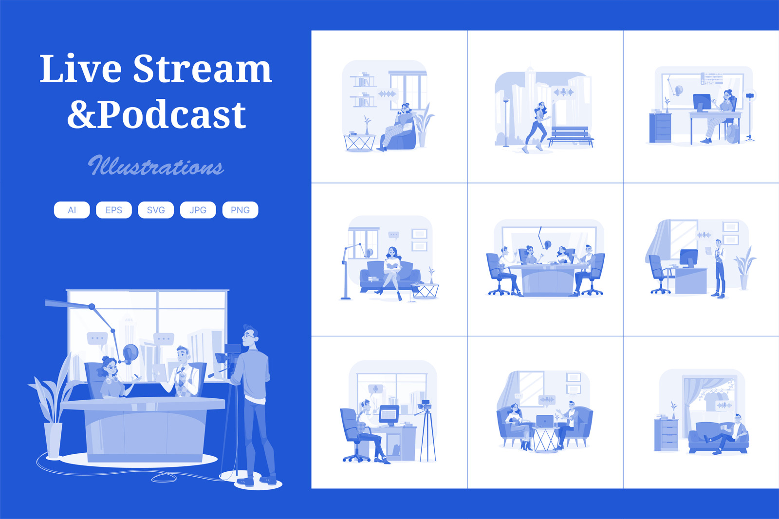 M536_Live Stream &amp; Podcast Illustration Pack